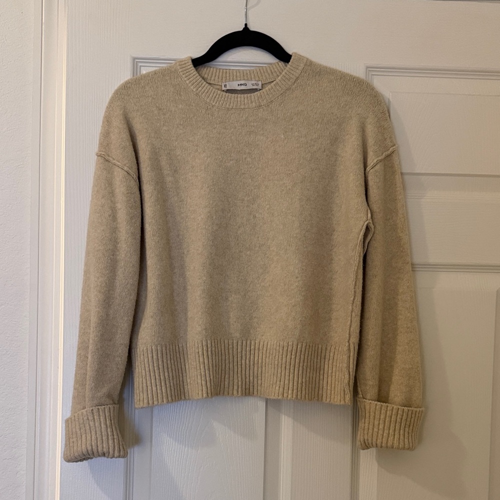 Mango Taupe Merino Wool Sweater
